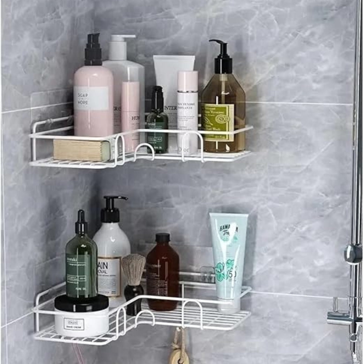 Kit 2 Porta Shampoo Branco - Suporte de Banheiro Multiuso Kit 2 Porta Shampoo Branco - Suporte de Banheiro Multiuso